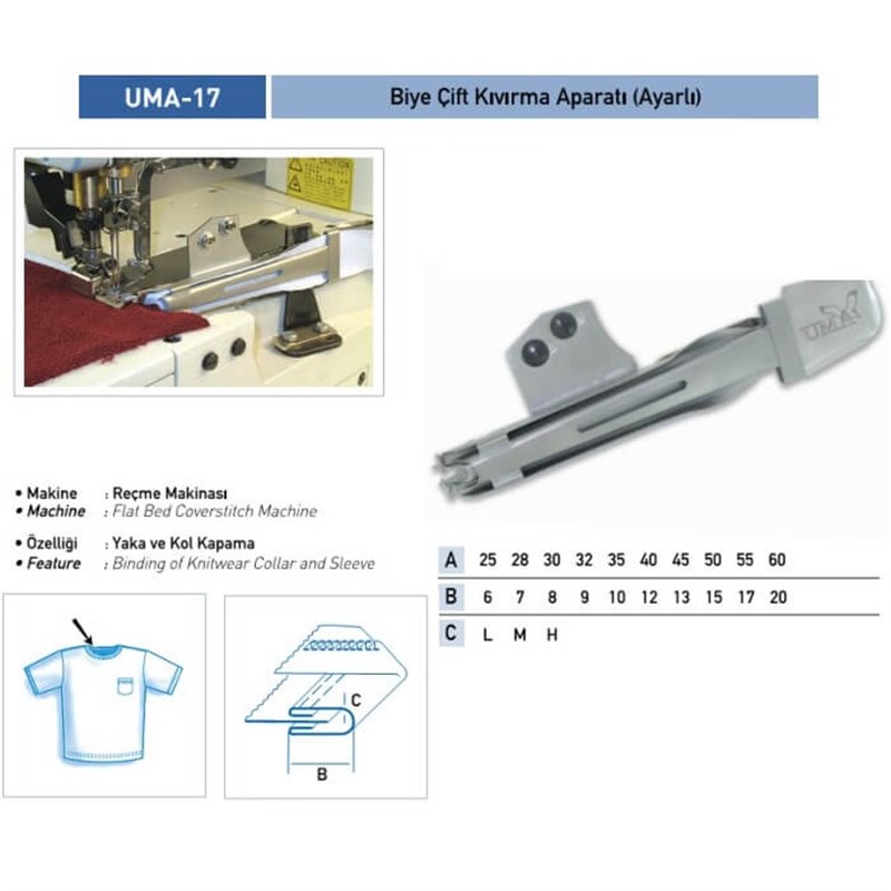 Apere ÇeşitleriUmaReçme Bant Ayarlı Çift Kıvırma Apara 28x7mm/UMA-17