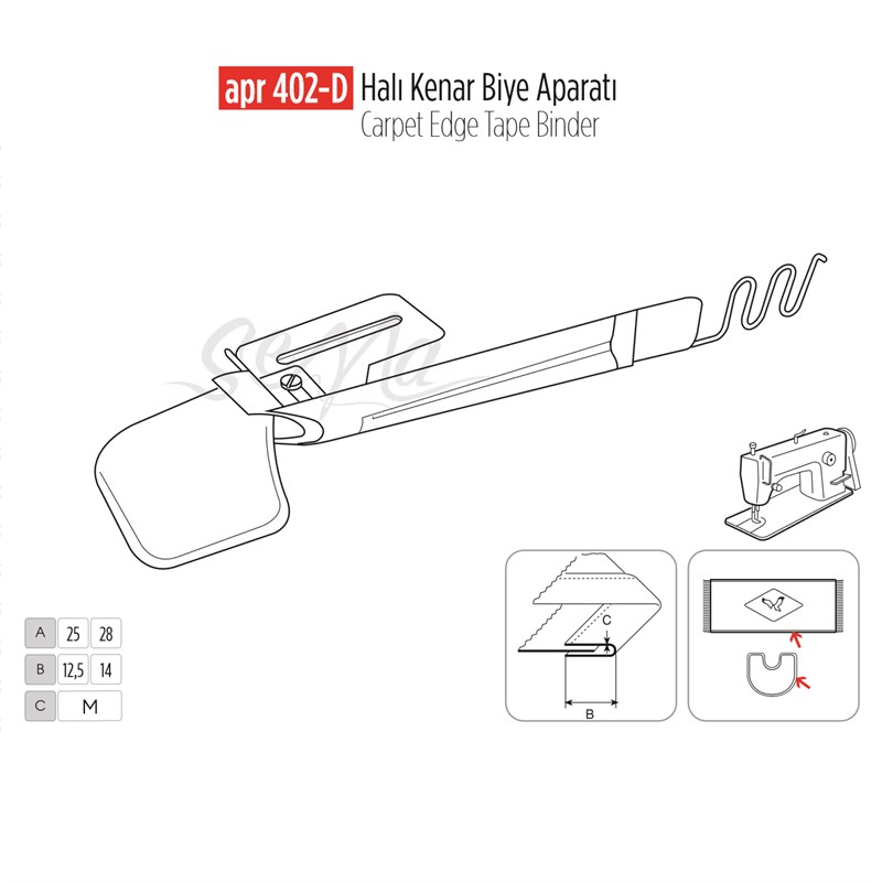 Apere ÇeşitleriApr ApereHalı Kenar Biye Aparat 28cm-14cm / APR 402-D