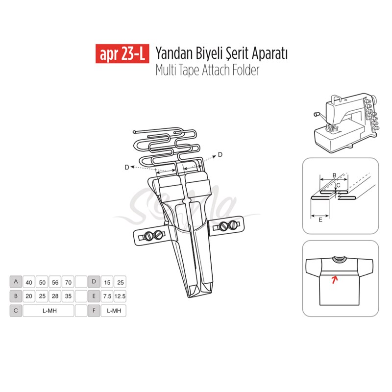 Apere ÇeşitleriApr ApereYandan Biyeli Şerit Apara 40x20mm(20x10)/APR 23-L