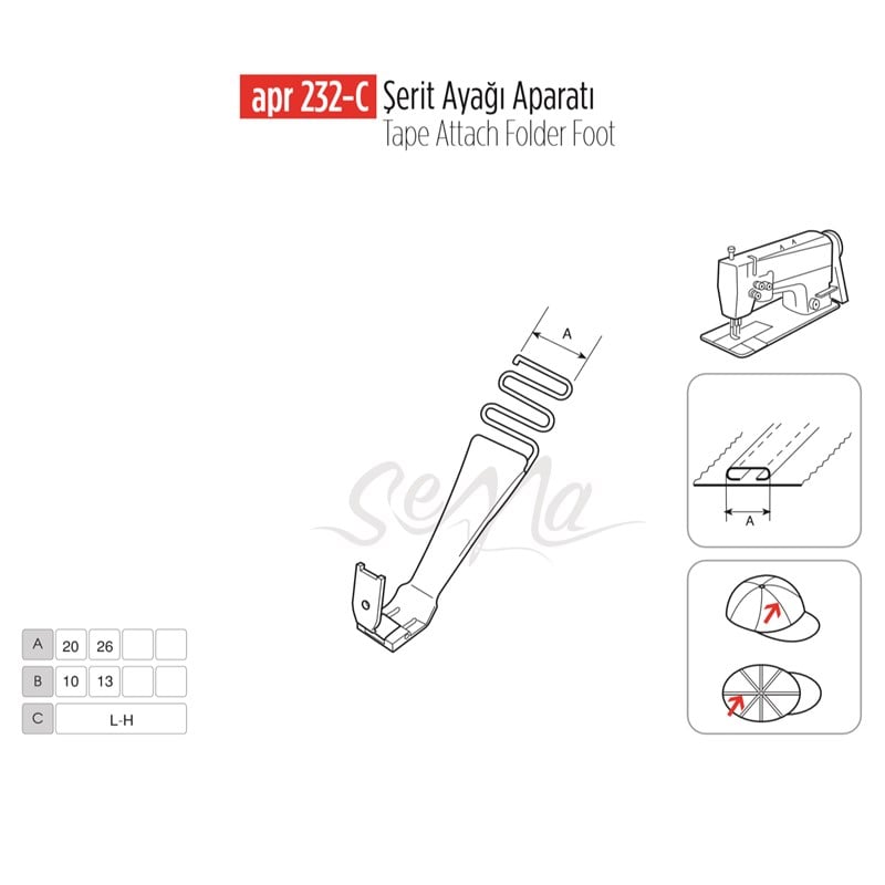 ŞERİT AYAĞI APARATI 10CM-12,5CM/ APR 232-C