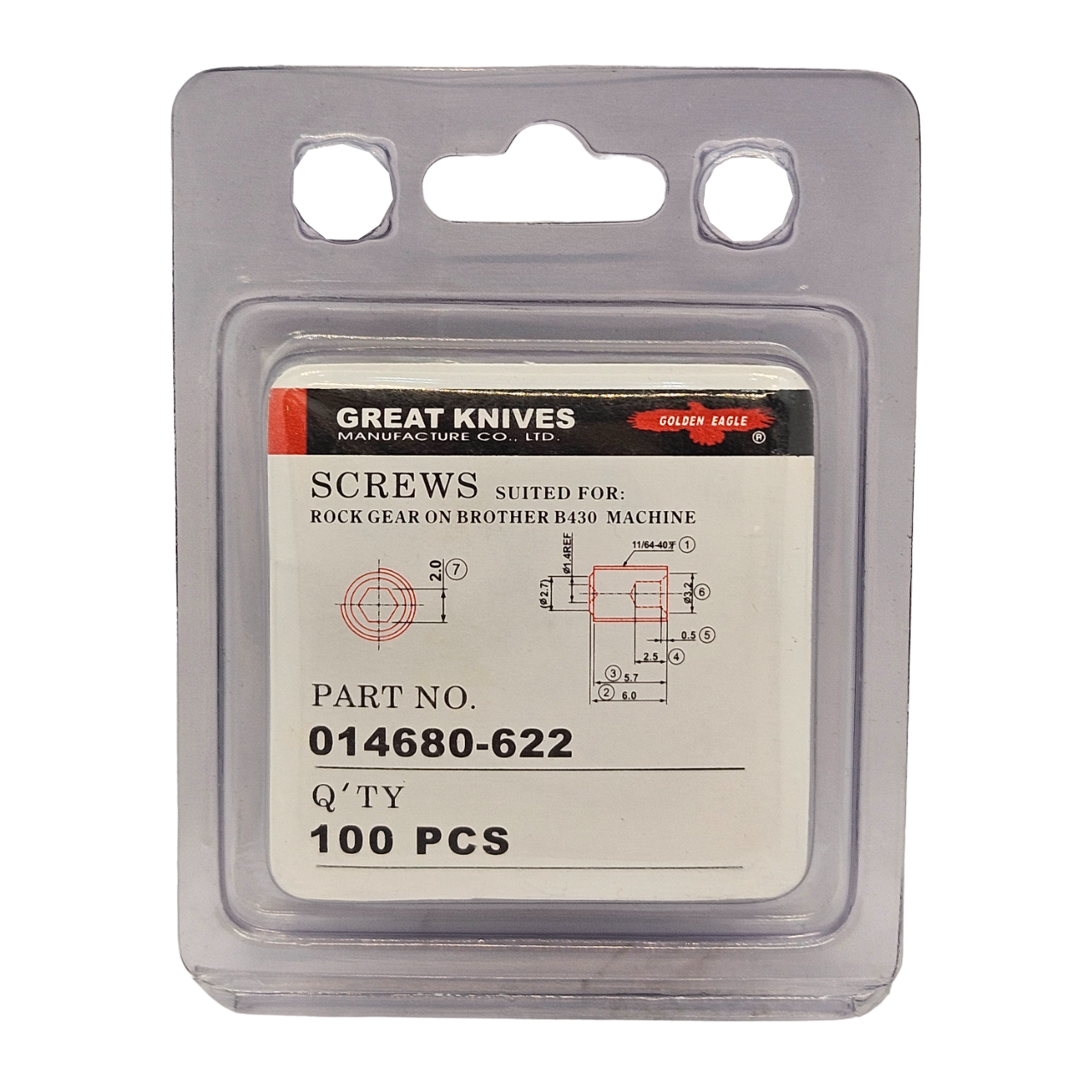 Vida ÇeşitleriGolden EagleBrother Reçme Lüper Vidası / 014680-622 100ADET