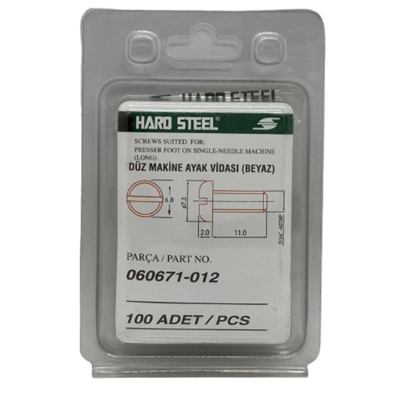 Vida ÇeşitleriHard SteelDüz Makine Ayak Vidası Nikel / 060671-012 100 ADET