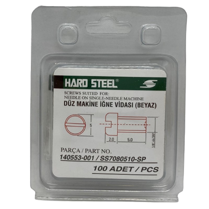 Vida ÇeşitleriHard SteelDüz Makine İğne Vidası Beyaz / 140553 (SS-7080510-TP) 100ADET