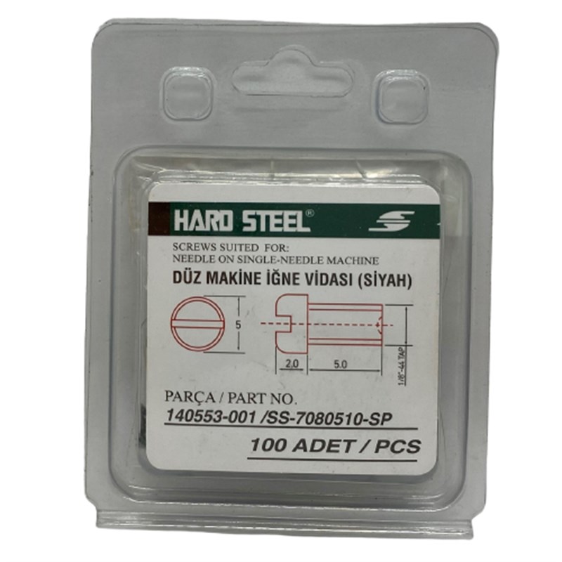 Vida ÇeşitleriHard SteelDüz Makine İğne Vidası Siyah / 140553 (SS-7080510-TP) 100ADET