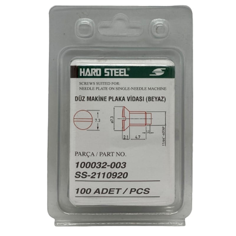 Vida ÇeşitleriHard SteelDüz Makine Plaka Nikel Vida / 100032-003 100ADET