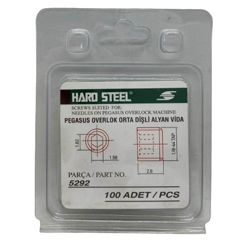 Vida ÇeşitleriHard SteelPegasus Reçme Alyan İğne Vidası / 5292 100ADET