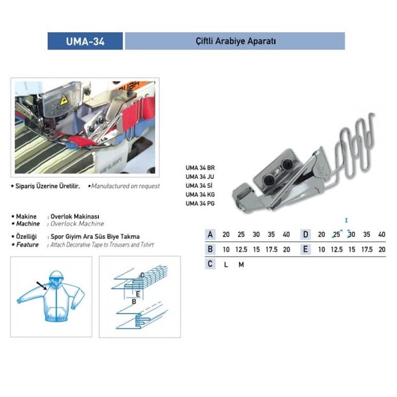 Apere ÇeşitleriUmaÇift Arabiye Aparatı 30x15mm / UMA-34