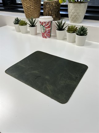 GREEN LEATHER MOUSEPAD