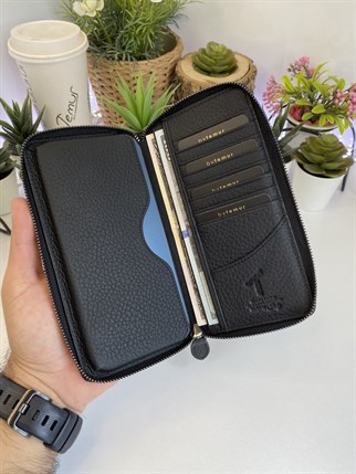 TEDDY BLACK GENUINE LEATHER PHONE WALLET