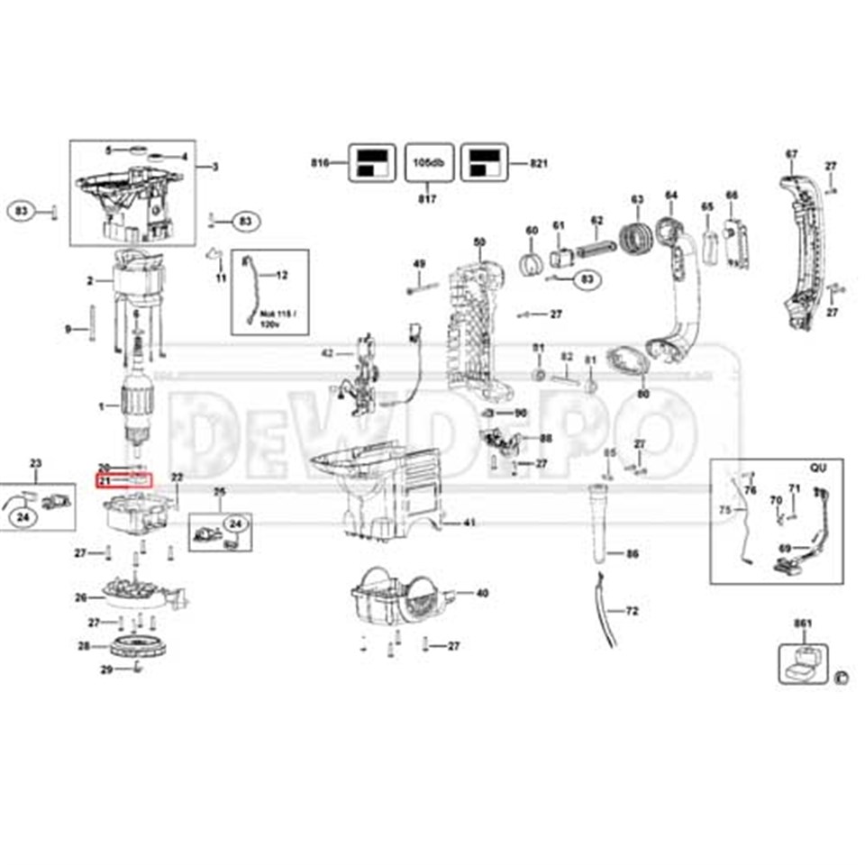 1007732-00 Dewalt D25501 Rulman Lastiği