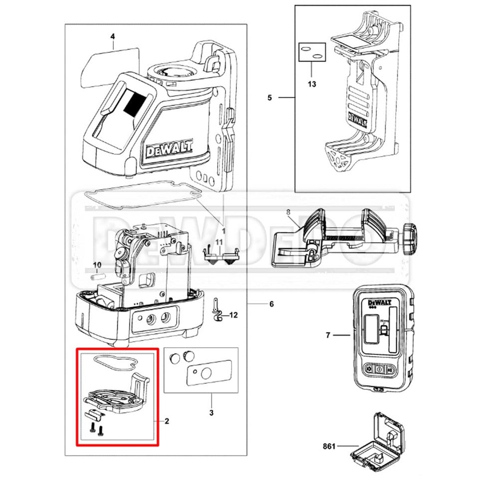 595184-00 Dewalt DW088K Batarya Muhafazası