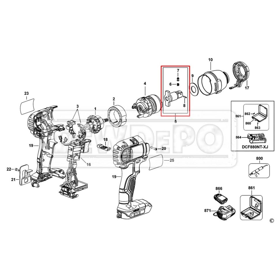 608024-00 Dewalt DCF880 Anvil