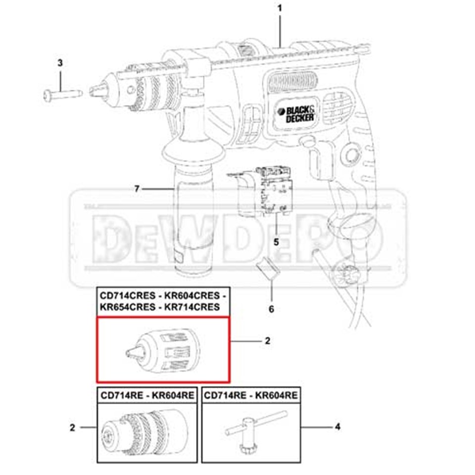 629530-01L Black+Decker KR604CRES Mandren