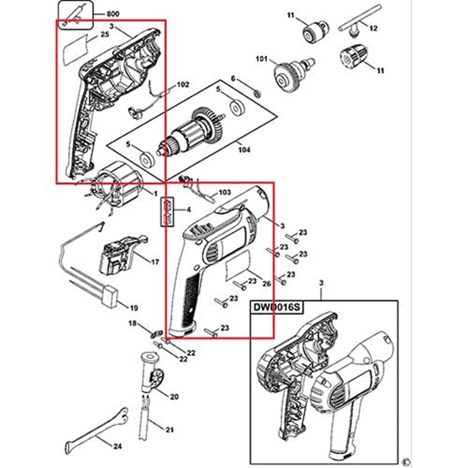 660855-01 Dewalt DWD014S Gövde