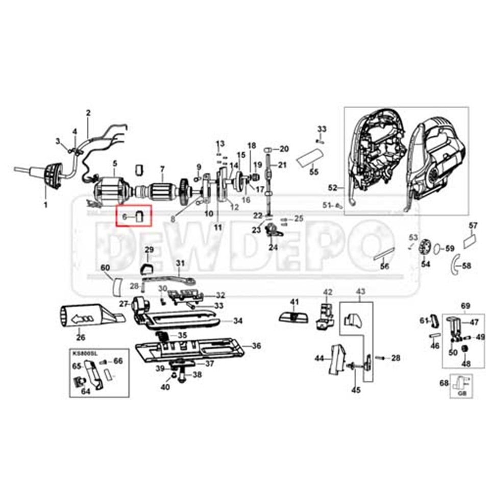 90510508 Black+Decker KS800E Kömür Yuvası