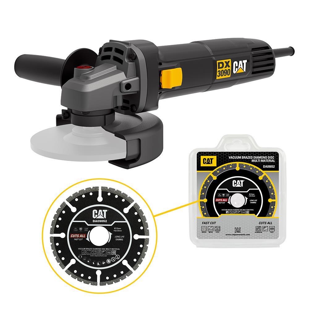 CAT DX3090 720Watt 125mm Profesyonel Avuç Taşlama + DA09052 Genel Amaçlı Elmas Kesme Diski