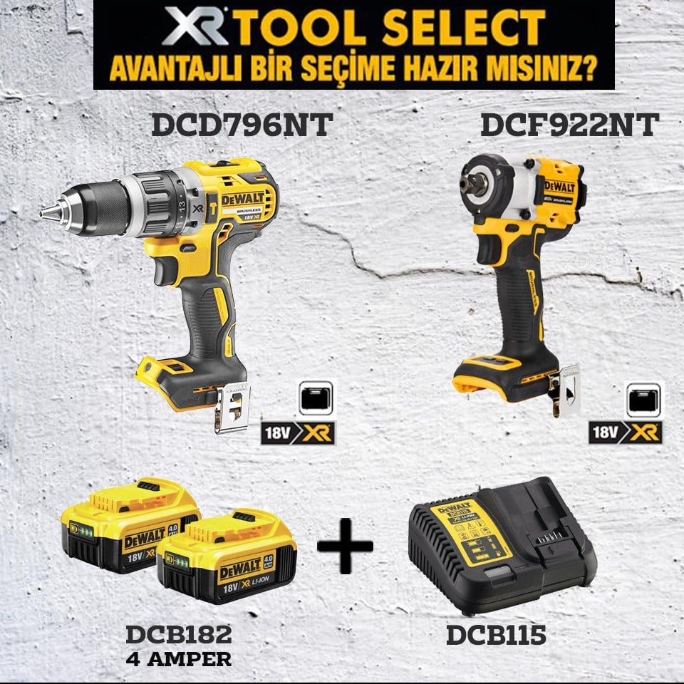 Dewalt DCD796NT Şarjlı Darbeli Vidalama ve DCF922NT Şarjlı Somun Sıkma