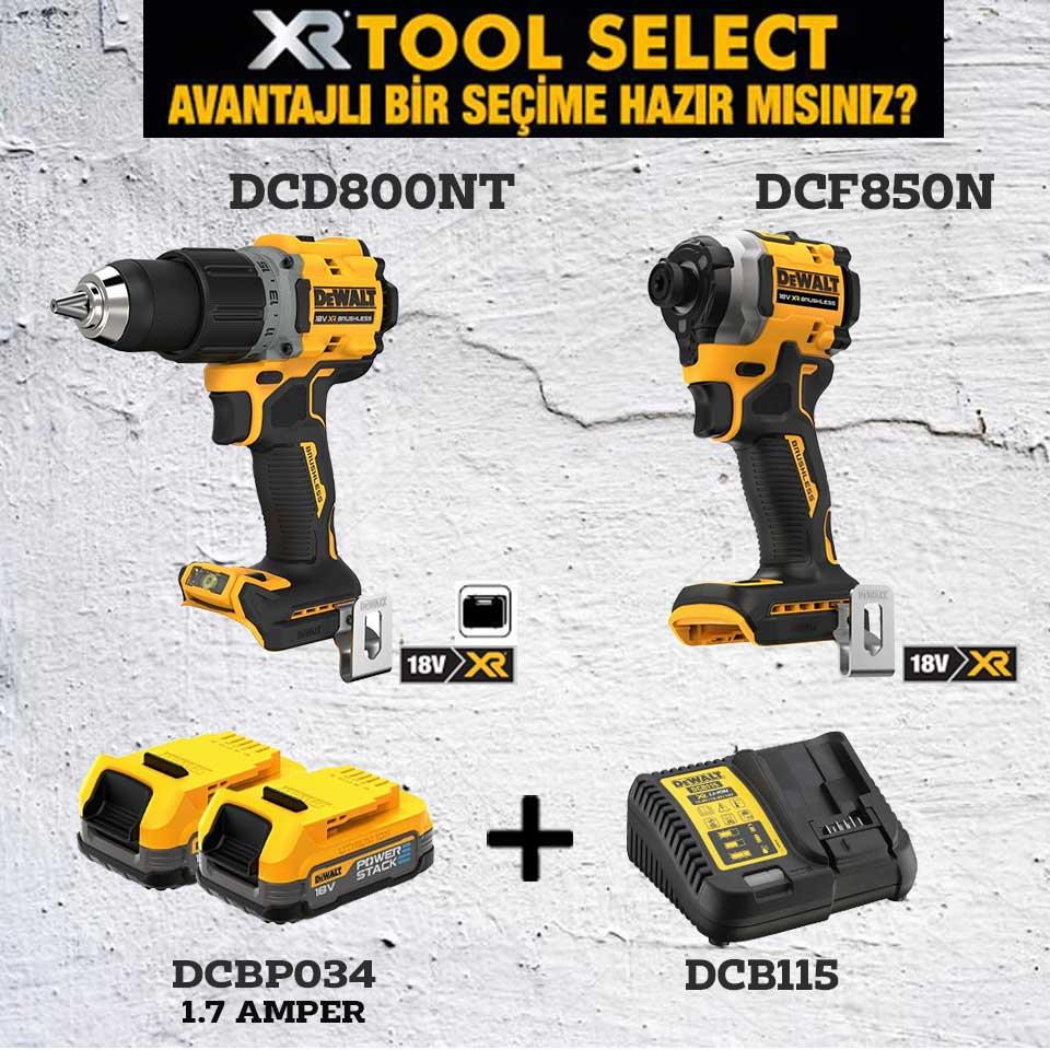 Dewalt DCD800NT Şarjlı Darbeli Vidalama ve DCF850N Şarjlı Darbeli Tornavida 1.7 Ah