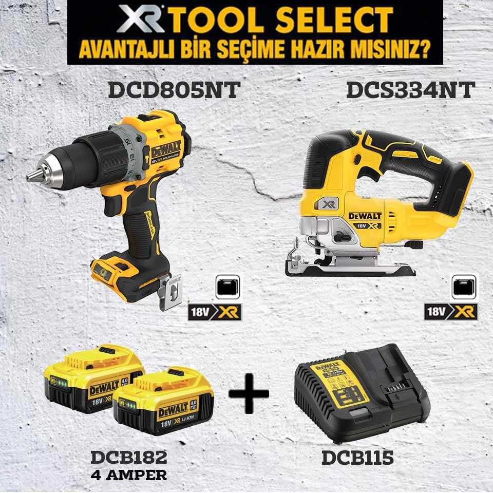 Dewalt DCD805NT Şarjlı Darbe Vidalama DCS334NT Şarjlı Dekupaj Testere