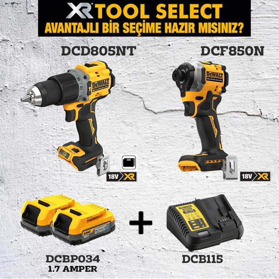 Dewalt DCD805NT Şarjlı Darbeli Vidalama ve DCF850N Şarjlı Darbeli Tornavida 1.7 Ah