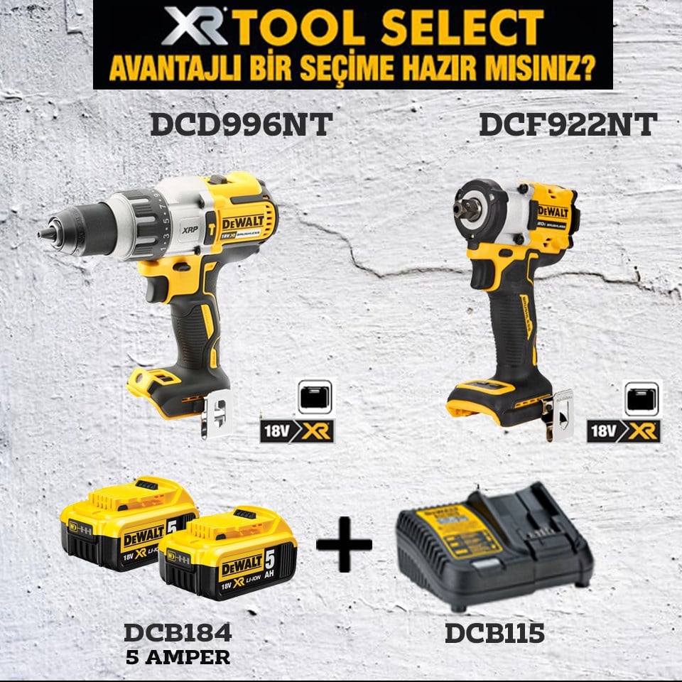 Dewalt DCD996NT Şarjlı Darbeli Vidalama ve DCF922NT Şarjlı Somun Sıkma