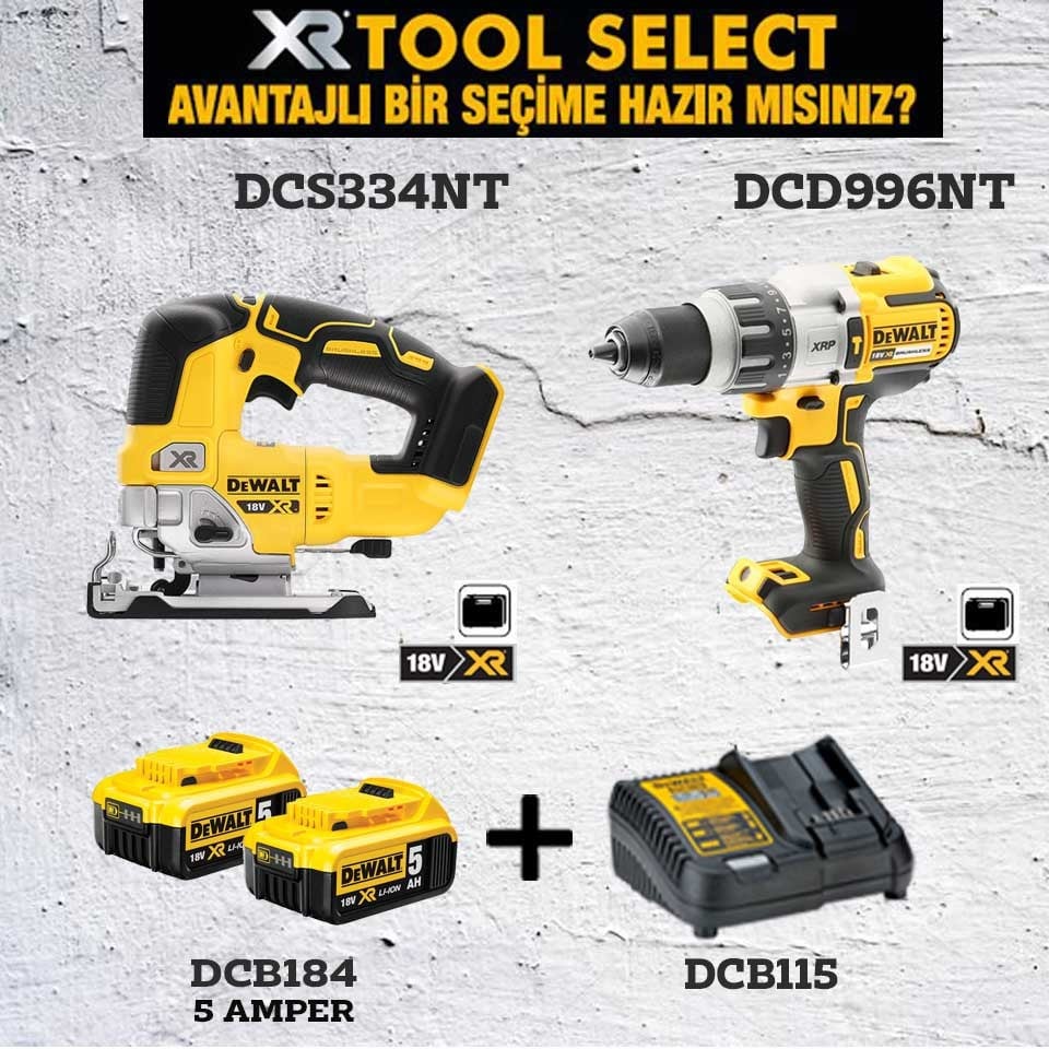 Dewalt DCD996NT Şarjlı Darbeli Vidalama ve DCS334NT Şarjlı Dekupaj Testere
