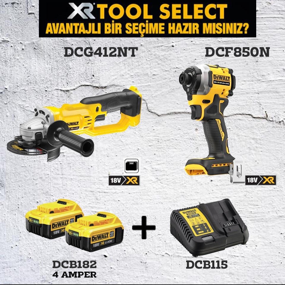 Dewalt DCG412NT Şarjlı Avuç Taşlama Ve DCF850N Şarjlı Darbeli Tornavida