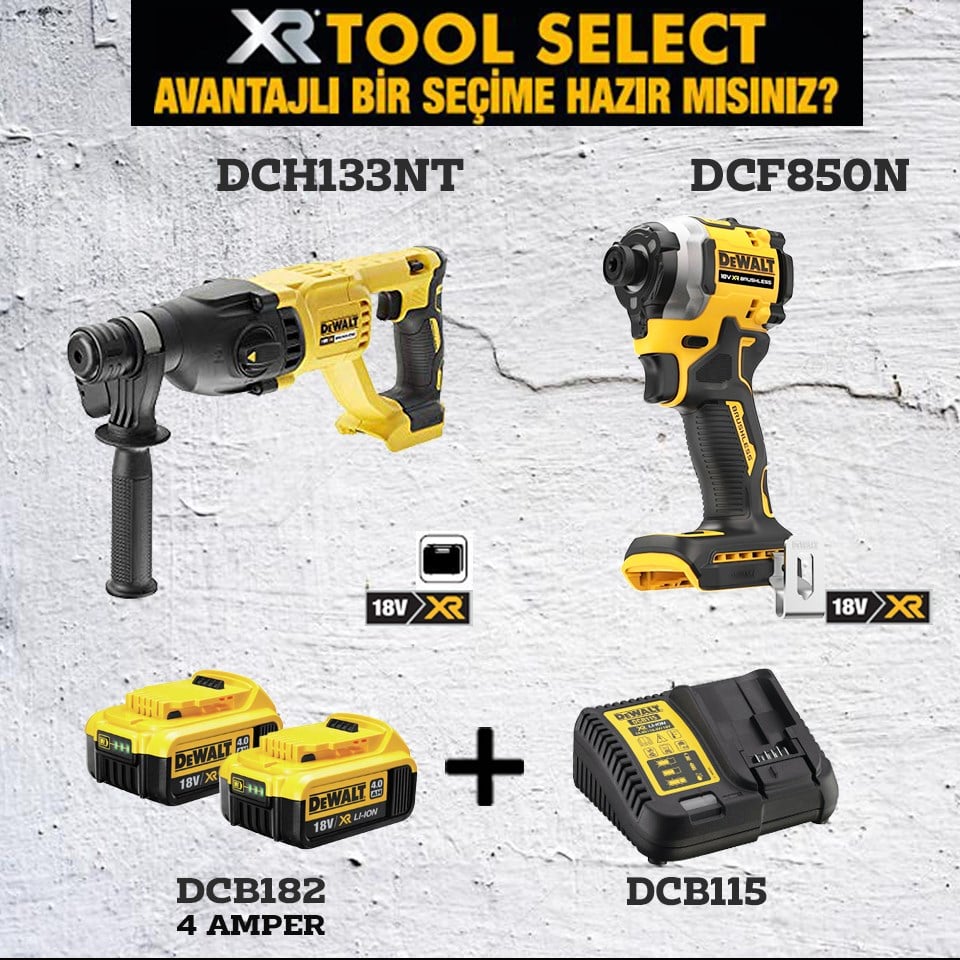 Dewalt DCH133NT Şarjlı Kırıcı Delici Ve DCF850N Şarjlı Darbeli Tornavida