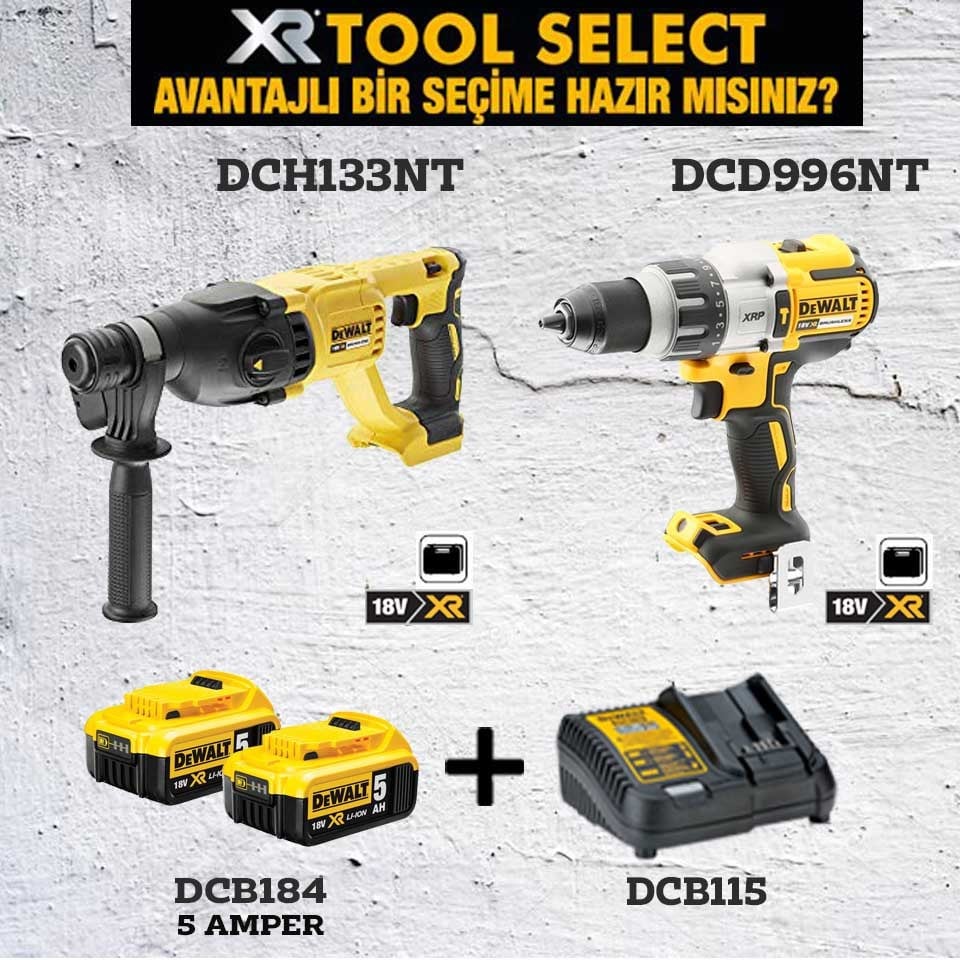 Dewalt DCH133NT Şarjlı Kırıcı Delici Ve DCD996NT Şarjlı Darbeli Vidalama