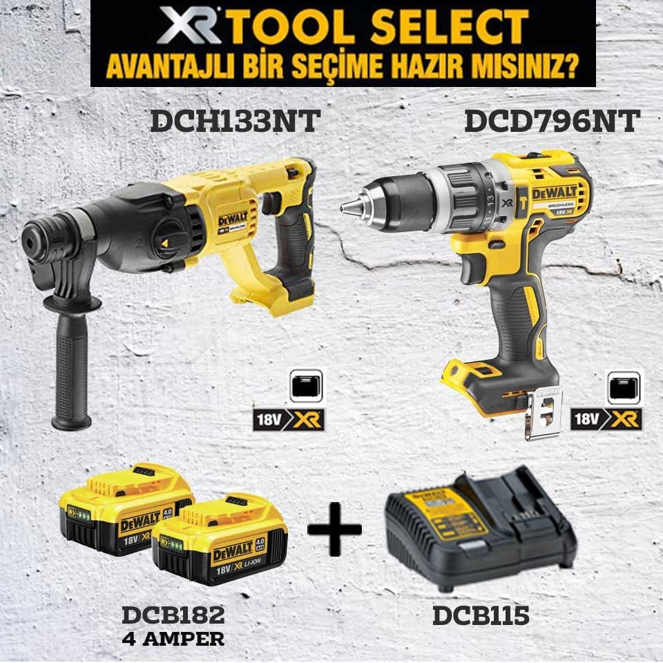 Dewalt DCH133NT Şarjlı Kırıcı ve Delici Ve DCD796NT Şarjlı Darbeli Vidalama