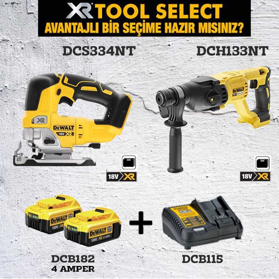 Dewalt DCS334NT Şarjlı Dekupaj Testere ve DCH133NT Şarjlı Kırıcı Delici
