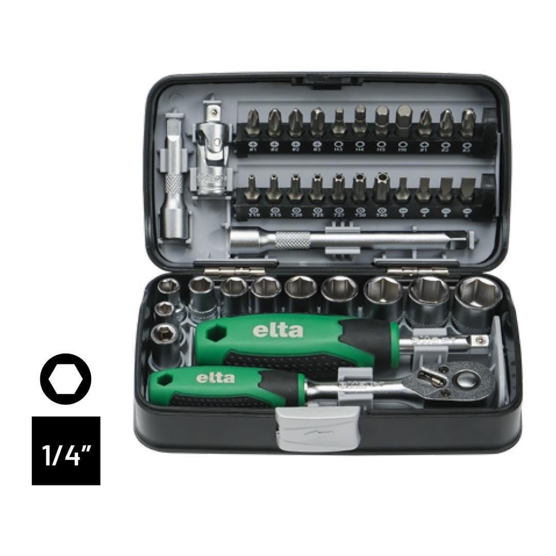 Elta 14000005078 1/4'' Cırcır Lokma Anahtar ve Bits Set 38 Parça