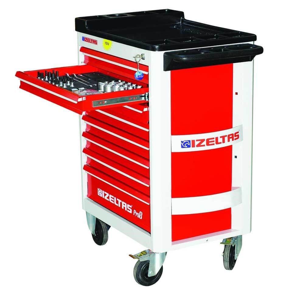 İzeltaş Pro8 8 Çekmeceli Takım Dolabı Kırmızı (Dolu 209)