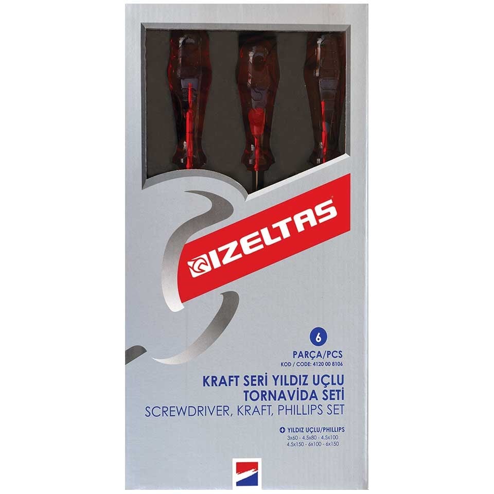 İzeltaş Yıldız Uçlu Tornavida Seti Kraft Seri 6 Parça