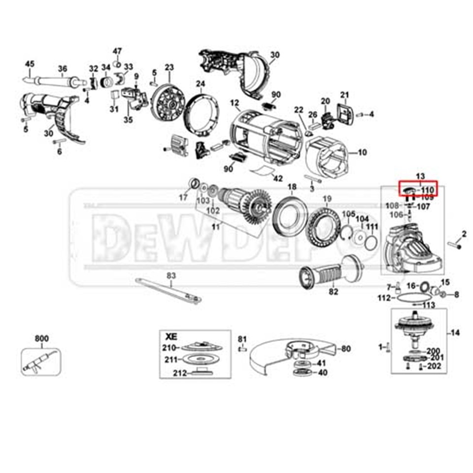 N110236 Dewalt DWE4559 Düğme