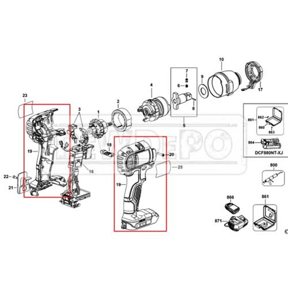 N319340 Dewalt DCF880 Gövde