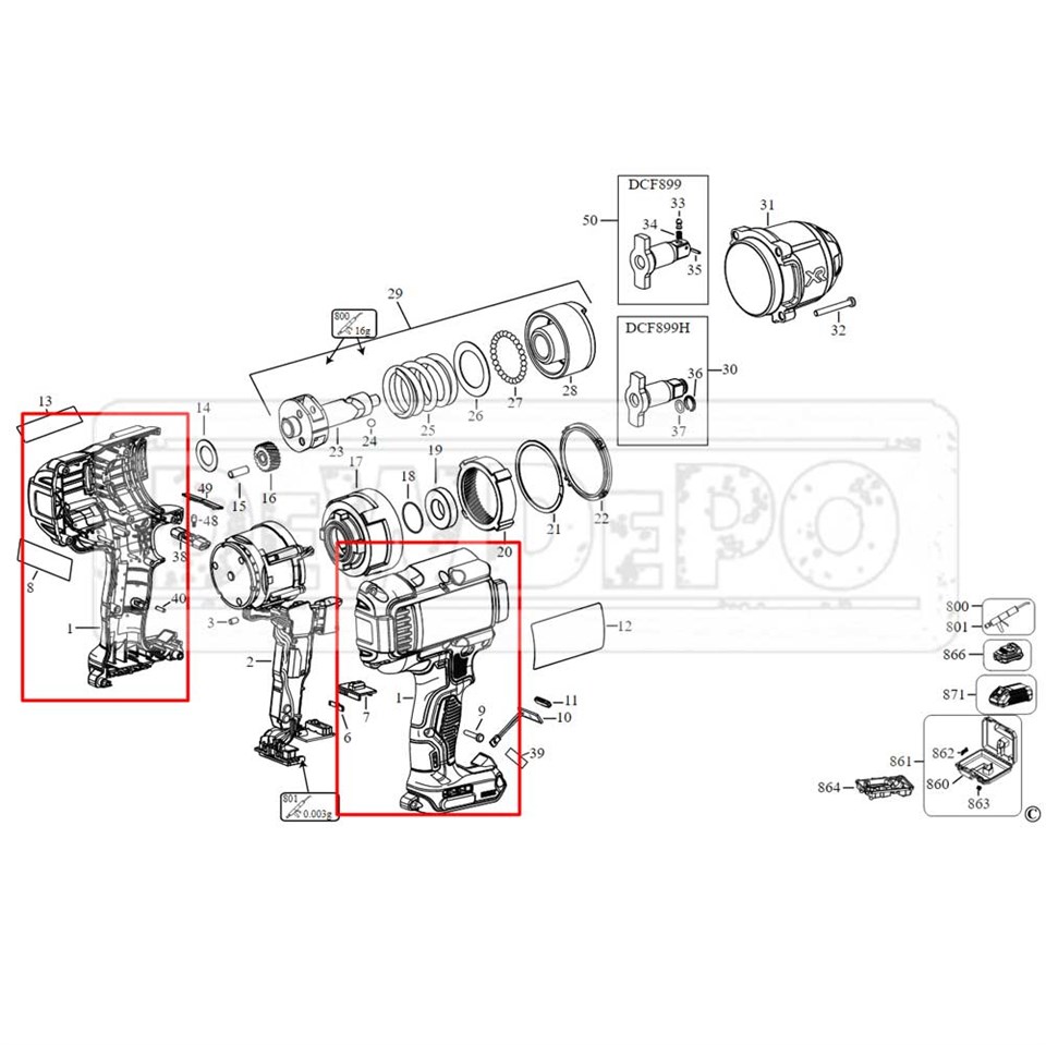 N371919 Dewalt DCF899 Gövde