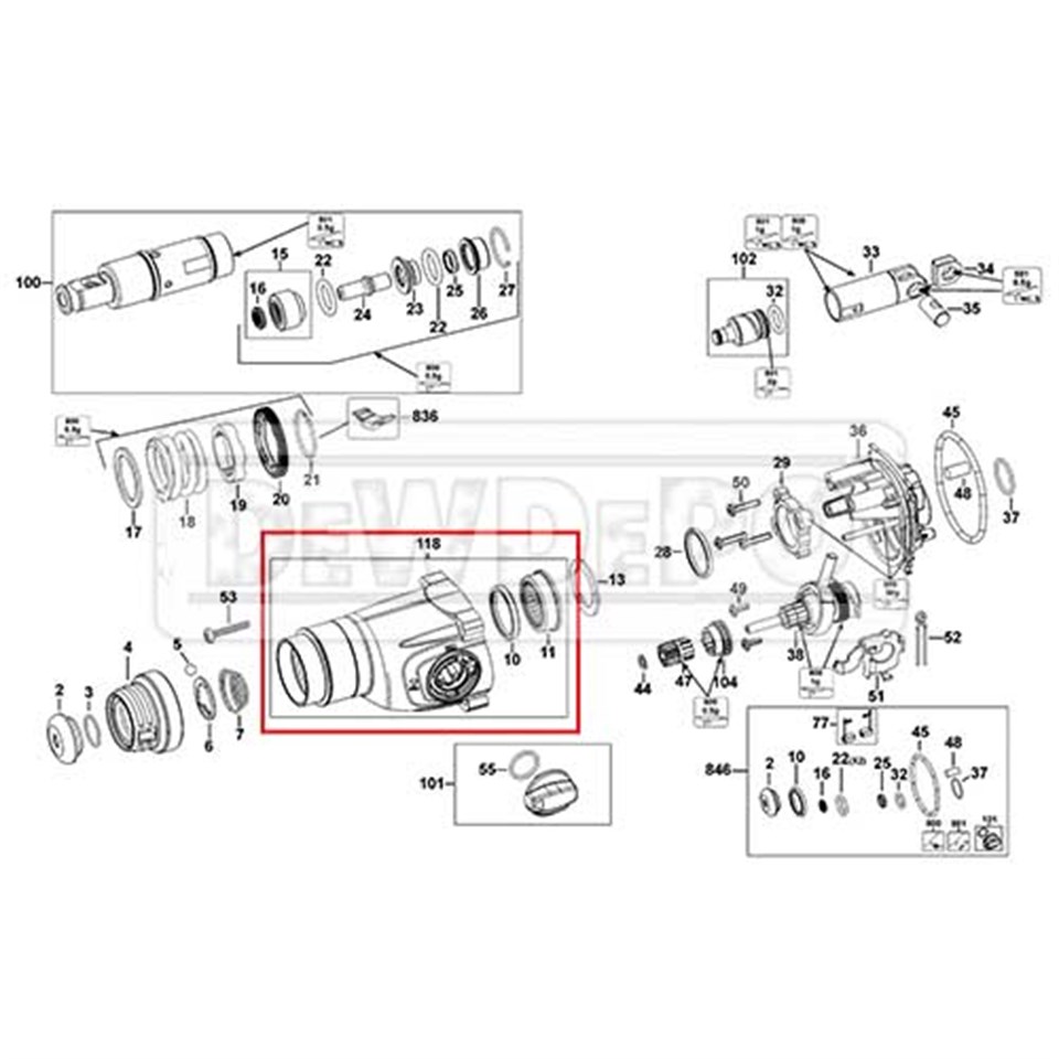 N417734 Dewalt D25143 Ön Gövde