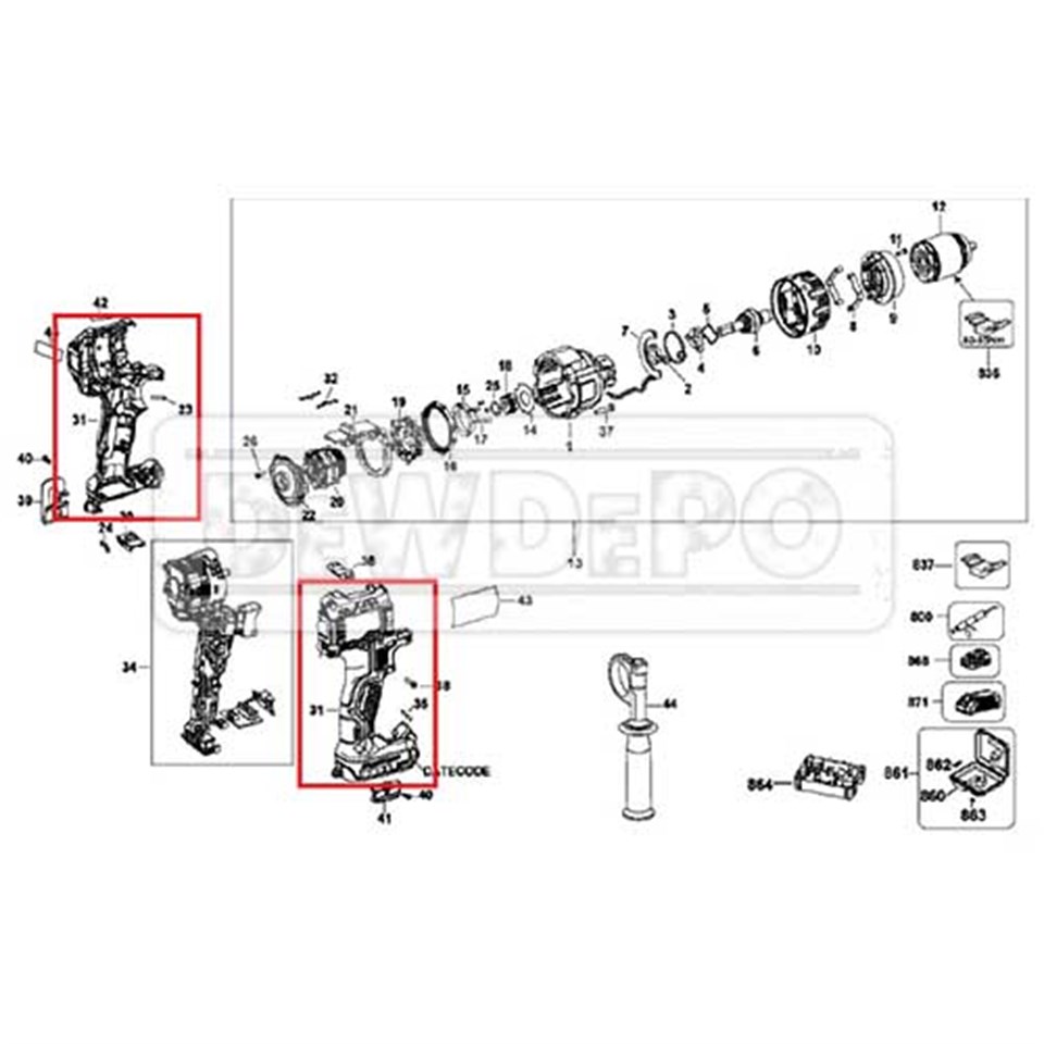 N419324 Dewalt DCD996 Gövde