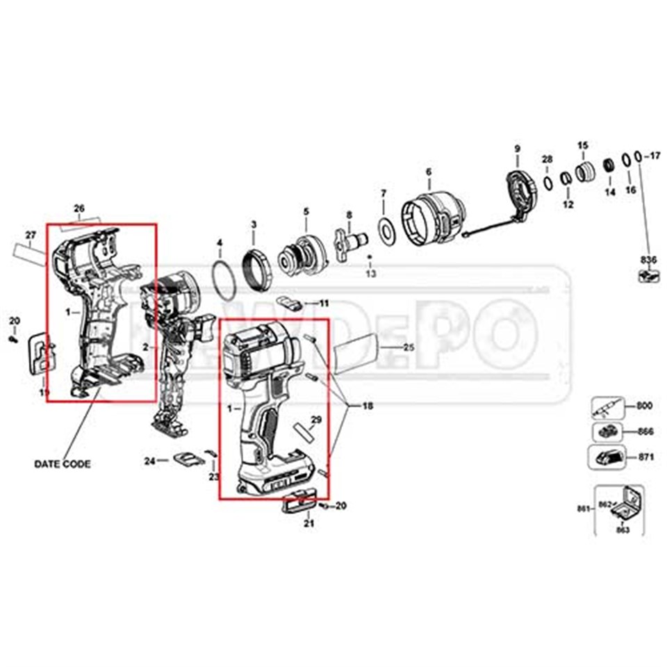 N425910 Dewalt DCF887 Gövde