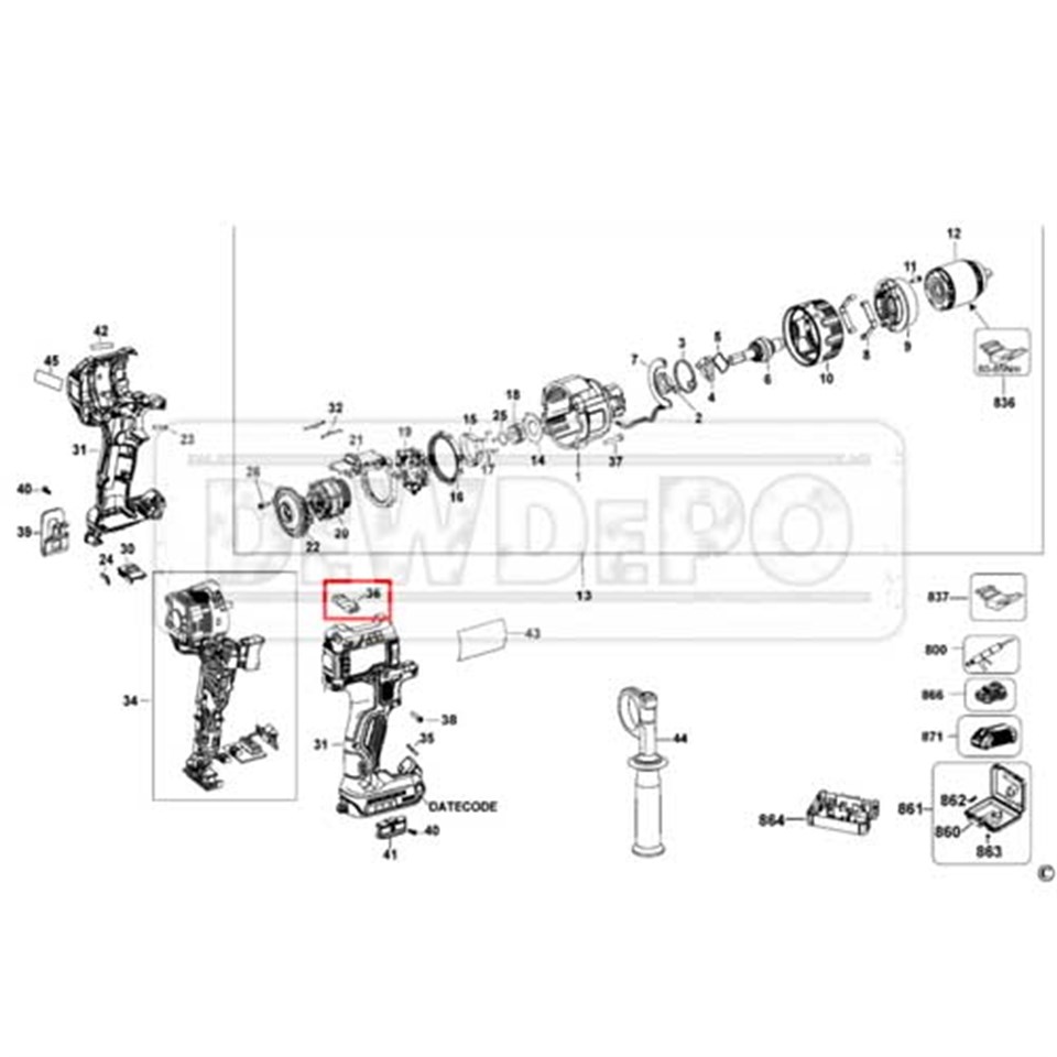 N431555 Dewalt DCD996 Sağ Sol Düğme