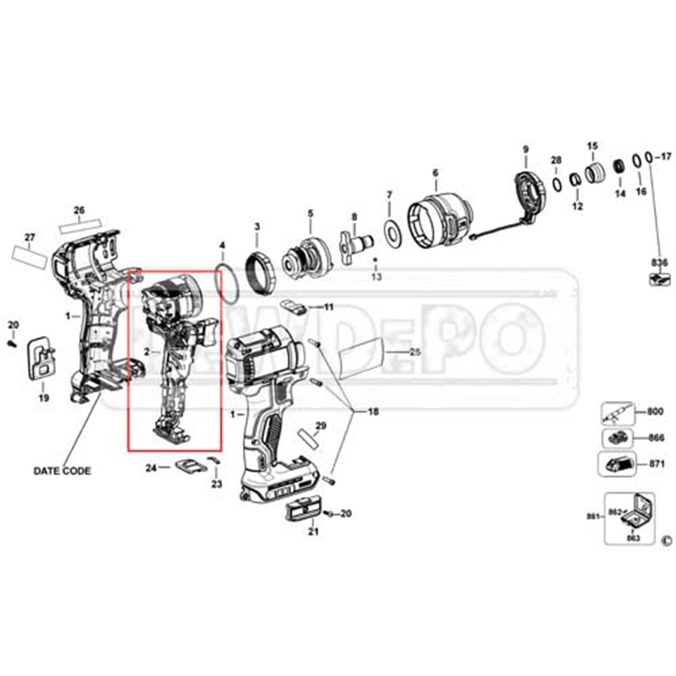 N439264 Dewalt DCF887 Şalter ve Motor Seti