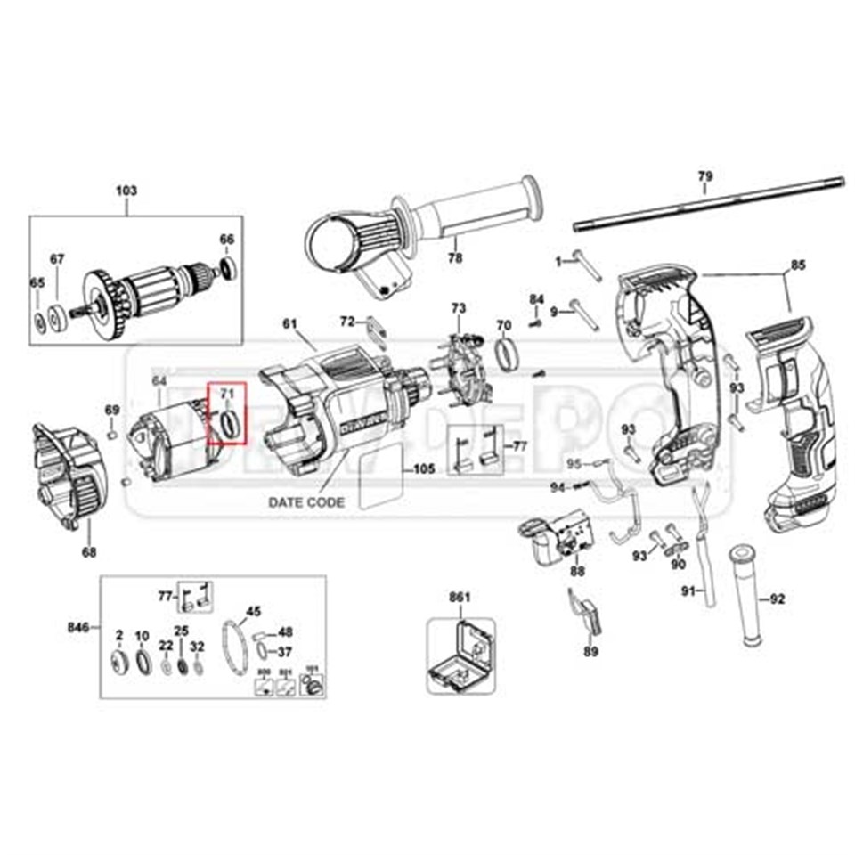 N442578 Dewalt D25262 Kapak Rulman