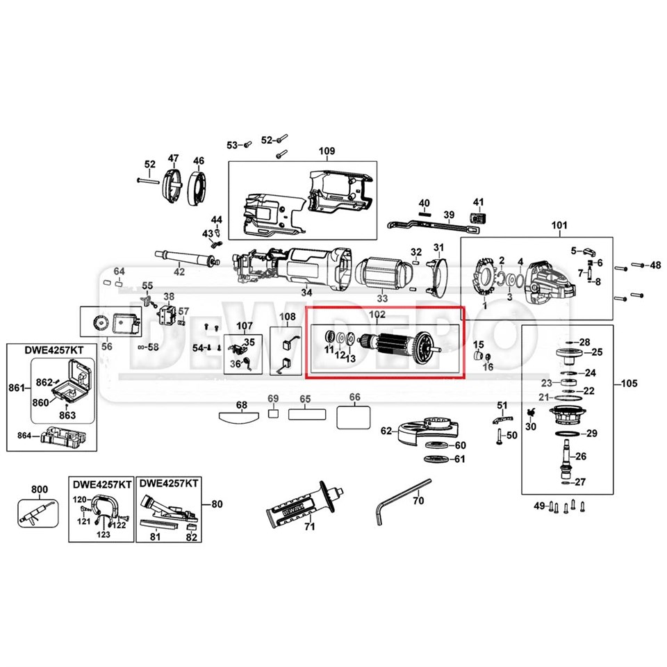 N474961 Dewalt DWE4257 Endüvi