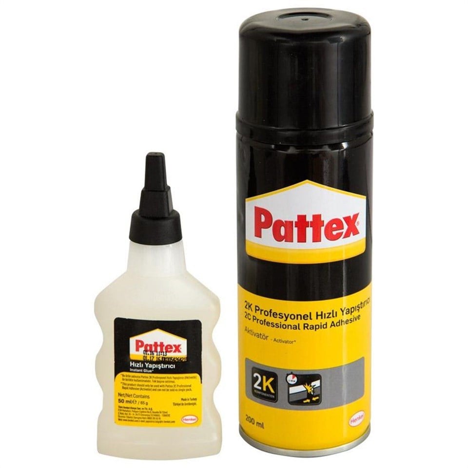 Pattex 2K Aktivatörlü Hızlı Yapıştırıcı 200 ML Aerosol+50 ML Şişe