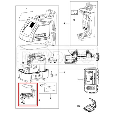 595184-00 Dewalt DW088K Batarya Muhafazası