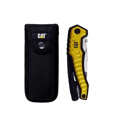 CAT DA980045 9 IN 1 Çok Fonksiyonlu Katlanabilir 27CM Paslanmaz Çelik Sarı Kamp Çakısı Bıçağı + Taşıma Kılıfı