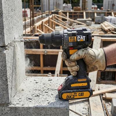 CAT DX1120 18Volt/2.0Ah Li-ion Çift Akülü Kömürsüz Profesyonel Şarjlı Darbeli Matkap + DA01902 45 Parça Vidalama Uç Seti