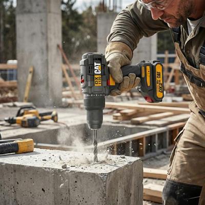 CAT DX1120 18Volt/2.0Ah Li-ion Çift Akülü Kömürsüz Profesyonel Şarjlı Darbeli Matkap + DA01902 45 Parça Vidalama Uç Seti