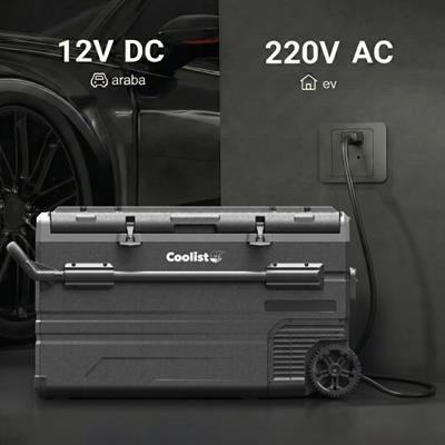 Coolist CLK120W 12/24V 220Volt 114 Litre Tek Bölmeli Tekerlekli Outdoor Kompresörlü Oto Buzdolabı/Dondurucu